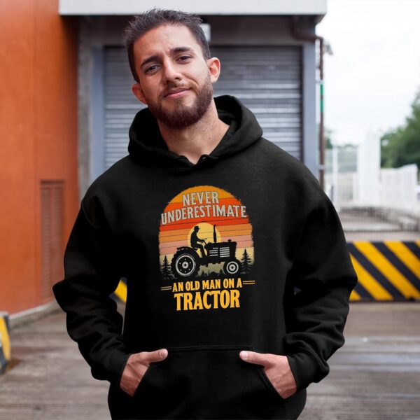 Funny Old Farmer Hoodie PPH Men Tractor Design Cotton Blend-2