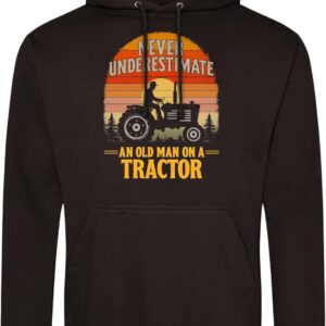 Funny Old Farmer Hoodie PPH Men Tractor Design Cotton Blend-0