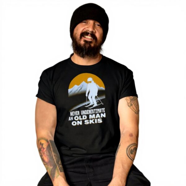 Funny Skier T Shirt Men Never Underestimate Old Man On Skis