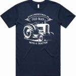 Never Underestimate Old Man Tractor T-Shirt Mens Farming-0